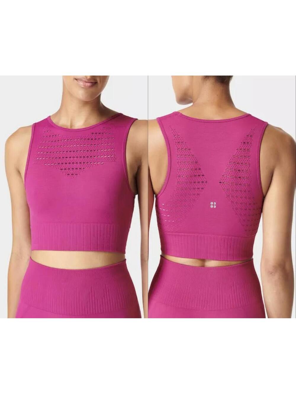 NWT Sweaty Betty 360 Workout Bra L Large Phlox Pink Exercise Gym Fitness Sporty